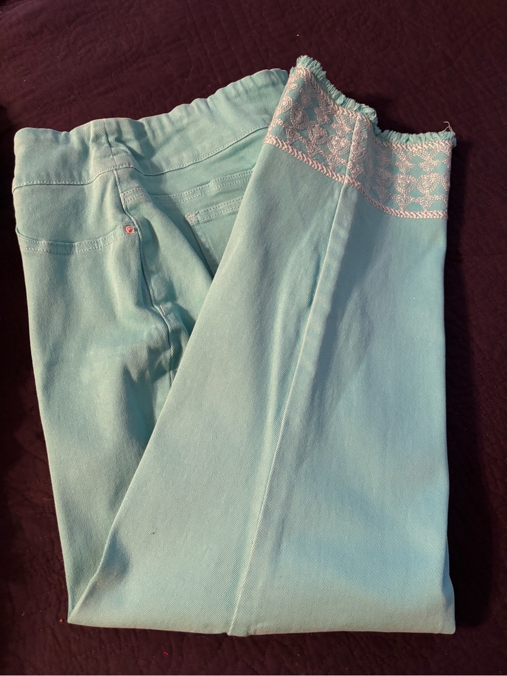 Coldwater Creek Straight Leg Jeans Embroidered Trim